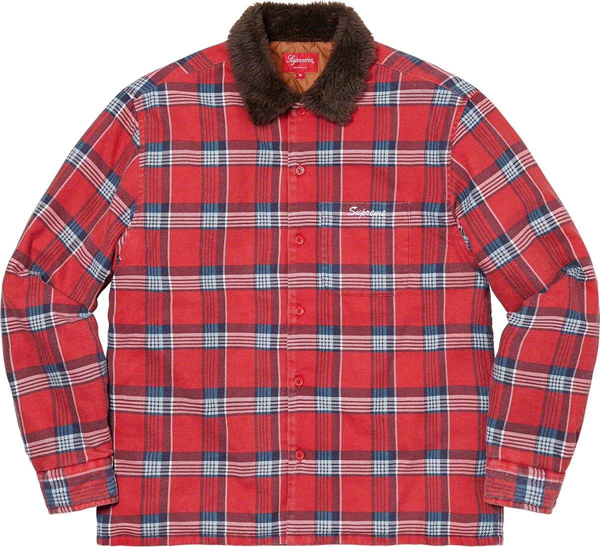 Faux Fur Collar Flannel Shirt view 5